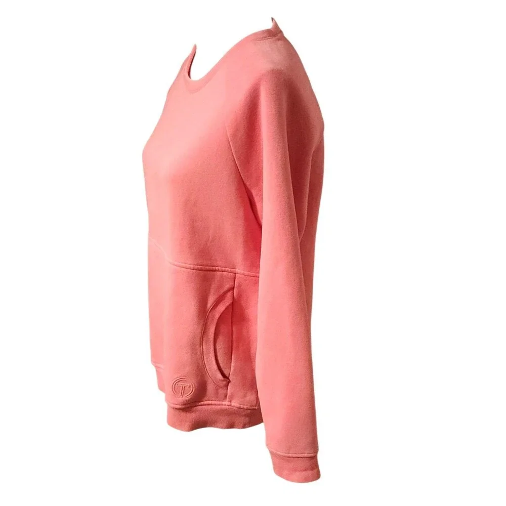 T byTalbots Crewneck Sweatshirt Pink Raglan Sleeve Pocket Womens Size M